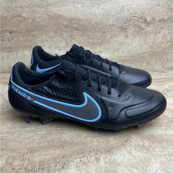 NWT Men’s Nike Tiempo Legend 9 Elite FG Black and Blue Hero Soccer Cleats Sz 7.5 - Picture 1 of 7